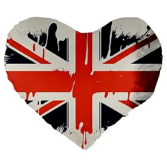 Union Jack England Uk United Kingdom London Large 19  Premium Heart Shape Cushions by Ravend