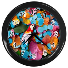 Confetti Tropical Ocean Themed Background Abstract Wall Clock (black) by Ravend