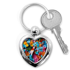 Confetti Tropical Ocean Themed Background Abstract Key Chain (heart) by Ravend