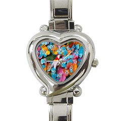 Confetti Tropical Ocean Themed Background Abstract Heart Italian Charm Watch by Ravend