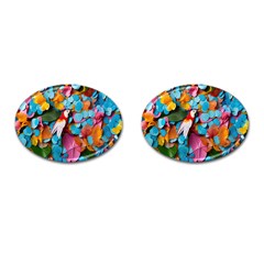 Confetti Tropical Ocean Themed Background Abstract Cufflinks (oval) by Ravend