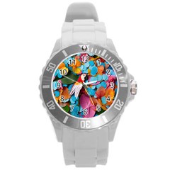 Confetti Tropical Ocean Themed Background Abstract Round Plastic Sport Watch (l) by Ravend