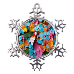 Confetti Tropical Ocean Themed Background Abstract Metal Large Snowflake Ornament by Ravend