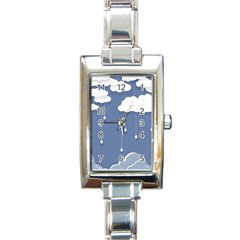 Clouds Rain Paper Raindrops Weather Sky Raining Rectangle Italian Charm Watch by Ravend