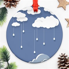 Clouds Rain Paper Raindrops Weather Sky Raining Ornament (round) by Ravend