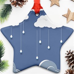 Clouds Rain Paper Raindrops Weather Sky Raining Ornament (star) by Ravend