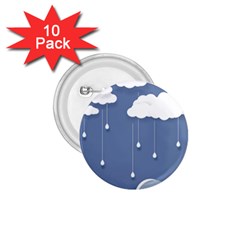 Clouds Rain Paper Raindrops Weather Sky Raining 1 75  Buttons (10 Pack) by Ravend