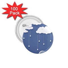 Clouds Rain Paper Raindrops Weather Sky Raining 1 75  Buttons (100 Pack)  by Ravend