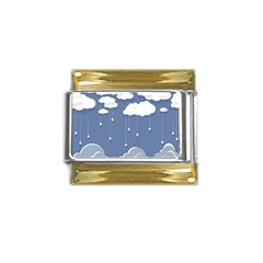 Clouds Rain Paper Raindrops Weather Sky Raining Gold Trim Italian Charm (9mm) by Ravend