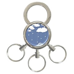 Clouds Rain Paper Raindrops Weather Sky Raining 3-ring Key Chain by Ravend