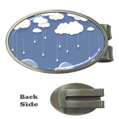 Clouds Rain Paper Raindrops Weather Sky Raining Money Clips (oval)  by Ravend