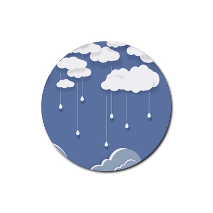 Clouds Rain Paper Raindrops Weather Sky Raining Rubber Round Coaster (4 pack)