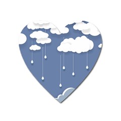 Clouds Rain Paper Raindrops Weather Sky Raining Heart Magnet by Ravend