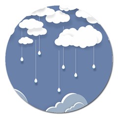 Clouds Rain Paper Raindrops Weather Sky Raining Magnet 5  (round) by Ravend