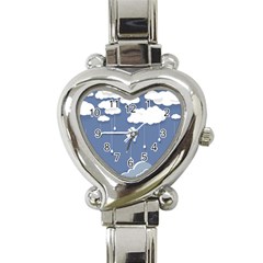 Clouds Rain Paper Raindrops Weather Sky Raining Heart Italian Charm Watch by Ravend