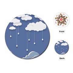 Clouds Rain Paper Raindrops Weather Sky Raining Playing Cards Single Design (round) by Ravend