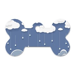 Clouds Rain Paper Raindrops Weather Sky Raining Dog Tag Bone (one Side) by Ravend