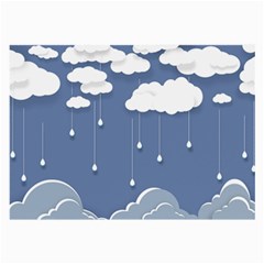 Clouds Rain Paper Raindrops Weather Sky Raining Large Glasses Cloth (2 Sides) by Ravend