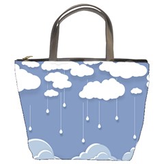 Clouds Rain Paper Raindrops Weather Sky Raining Bucket Bag by Ravend