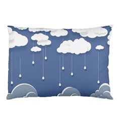 Clouds Rain Paper Raindrops Weather Sky Raining Pillow Case by Ravend