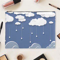 Clouds Rain Paper Raindrops Weather Sky Raining Cosmetic Bag (xl) by Ravend