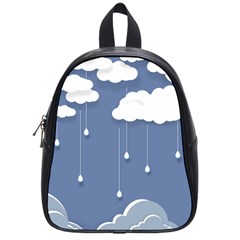 Clouds Rain Paper Raindrops Weather Sky Raining School Bag (small) by Ravend