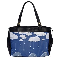 Clouds Rain Paper Raindrops Weather Sky Raining Oversize Office Handbag by Ravend