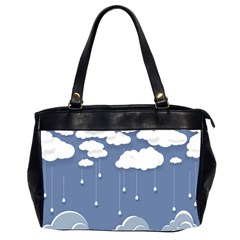 Clouds Rain Paper Raindrops Weather Sky Raining Oversize Office Handbag (2 Sides) by Ravend