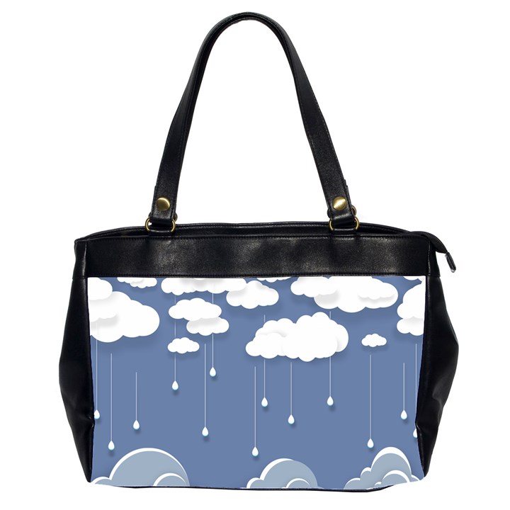 Clouds Rain Paper Raindrops Weather Sky Raining Oversize Office Handbag (2 Sides)