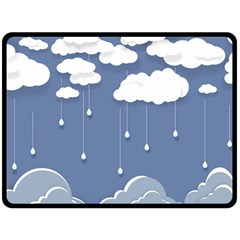 Clouds Rain Paper Raindrops Weather Sky Raining Fleece Blanket (large) by Ravend