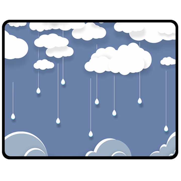 Clouds Rain Paper Raindrops Weather Sky Raining Fleece Blanket (Medium)