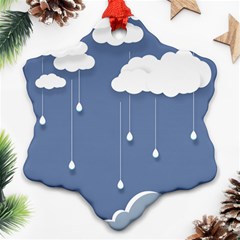 Clouds Rain Paper Raindrops Weather Sky Raining Ornament (snowflake) by Ravend