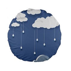 Clouds Rain Paper Raindrops Weather Sky Raining Standard 15  Premium Round Cushions by Ravend