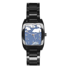 Clouds Rain Paper Raindrops Weather Sky Raining Stainless Steel Barrel Watch by Ravend