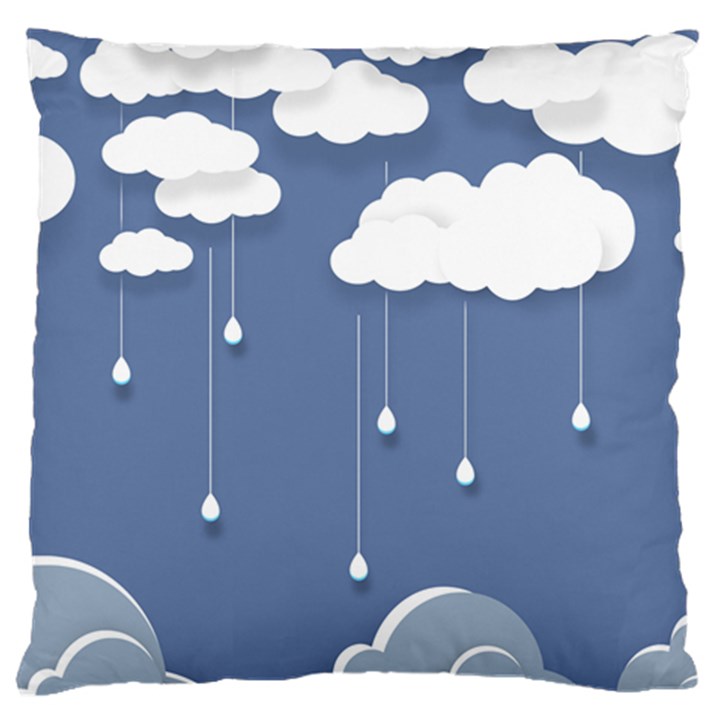 Clouds Rain Paper Raindrops Weather Sky Raining Standard Premium Plush Fleece Cushion Case (One Side)