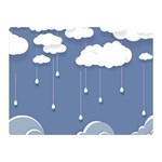 Clouds Rain Paper Raindrops Weather Sky Raining Two Sides Premium Plush Fleece Blanket (Mini) 35 x27  Blanket Back