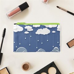 Clouds Rain Paper Raindrops Weather Sky Raining Cosmetic Bag (xs) by Ravend