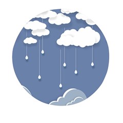 Clouds Rain Paper Raindrops Weather Sky Raining Mini Round Pill Box by Ravend