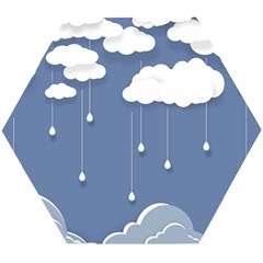 Clouds Rain Paper Raindrops Weather Sky Raining Wooden Puzzle Hexagon by Ravend