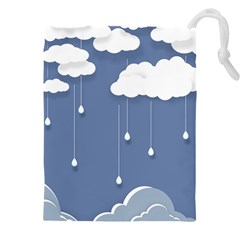 Clouds Rain Paper Raindrops Weather Sky Raining Drawstring Pouch (4xl) by Ravend