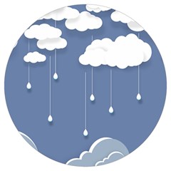 Clouds Rain Paper Raindrops Weather Sky Raining Round Trivet by Ravend