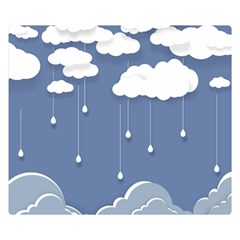 Clouds Rain Paper Raindrops Weather Sky Raining Premium Plush Fleece Blanket (small) by Ravend