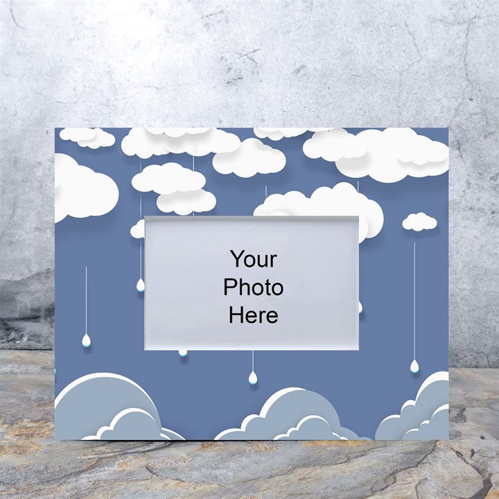 Clouds Rain Paper Raindrops Weather Sky Raining White Tabletop Photo Frame 4 x6 