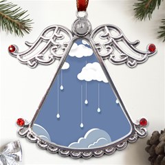 Clouds Rain Paper Raindrops Weather Sky Raining Metal Angel With Crystal Ornament by Ravend