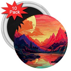 Tropical Landscape Island Background Wallpaper 3  Magnets (10 Pack)  by Ravend