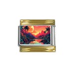 Tropical Landscape Island Background Wallpaper Gold Trim Italian Charm (9mm) Front