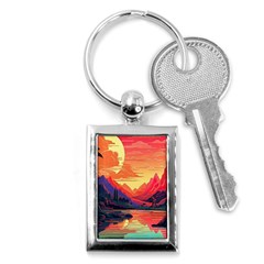 Tropical Landscape Island Background Wallpaper Key Chain (rectangle) by Ravend