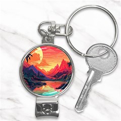 Tropical Landscape Island Background Wallpaper Nail Clippers Key Chain by Ravend