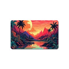 Tropical Landscape Island Background Wallpaper Magnet (name Card) by Ravend