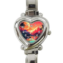 Tropical Landscape Island Background Wallpaper Heart Italian Charm Watch by Ravend